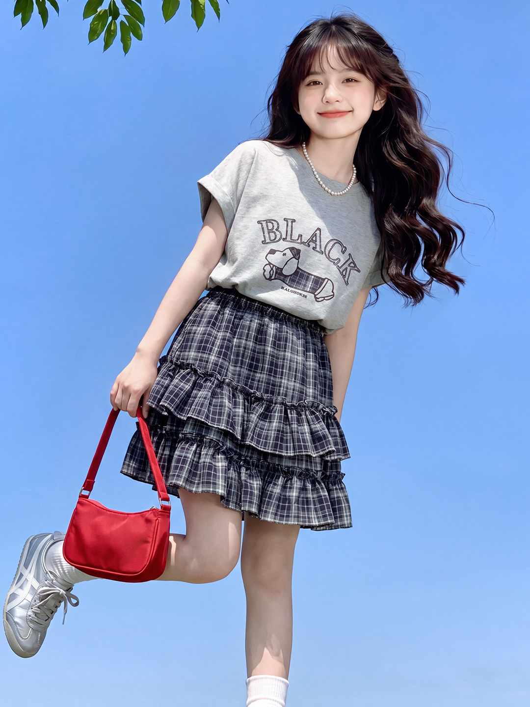 Summer Clothing Online - 女の子の夏のカジュアル衣装半袖チェック柄ケーキスカートツーピースセットトレンディな子供服オンライン限定