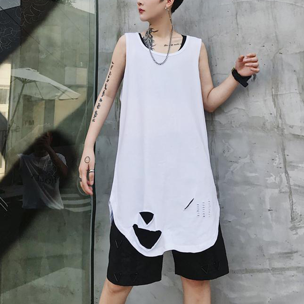 Summer Clothing Trends For Men 2026 - メンズダークリップド通気性タンクトップ夏のストリートファッションストリートダンスヒップホップユーストレンドタンクトップ紳士服 2026