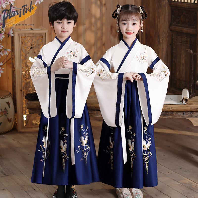 Summer Clothing Online - 男の子漢服夏薄手半袖子供古代衣装セット2024紳士服パンツ薄手素材その他春オンライン限定