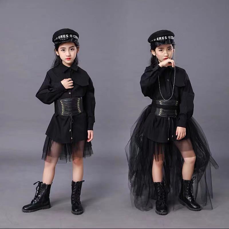 Summer Clothing Girls - 子供の黒のスーツ女の子モデル競争滑走路ファッションキャットウォーク服ドレス 6 月 1 日パフォーマンススーツ潮夏