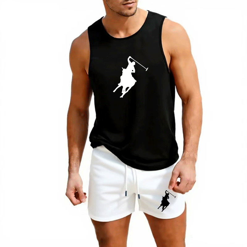 Summer Clothing Mens - ヨーロッパメンズサマーベスト＆ショーツセット 2ピース アウトドアジョギング アスレチックスポーツウェア ファッション トレンド