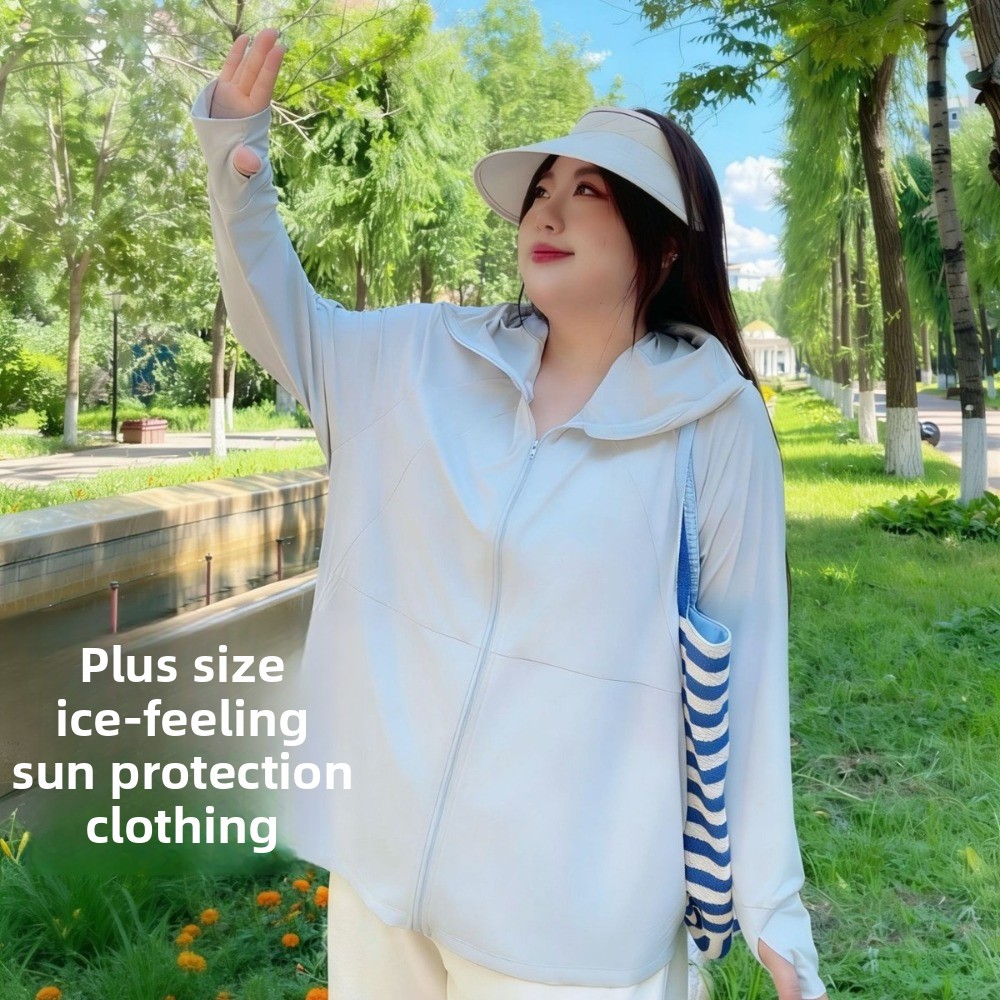 Summer Clothing Plus Size Women - 夏用の女性用ファットMMニュープラスサイズアイスシルク日焼け止め服、ゆったりとしたフィット感、UV耐性、軽量で通気性があります。