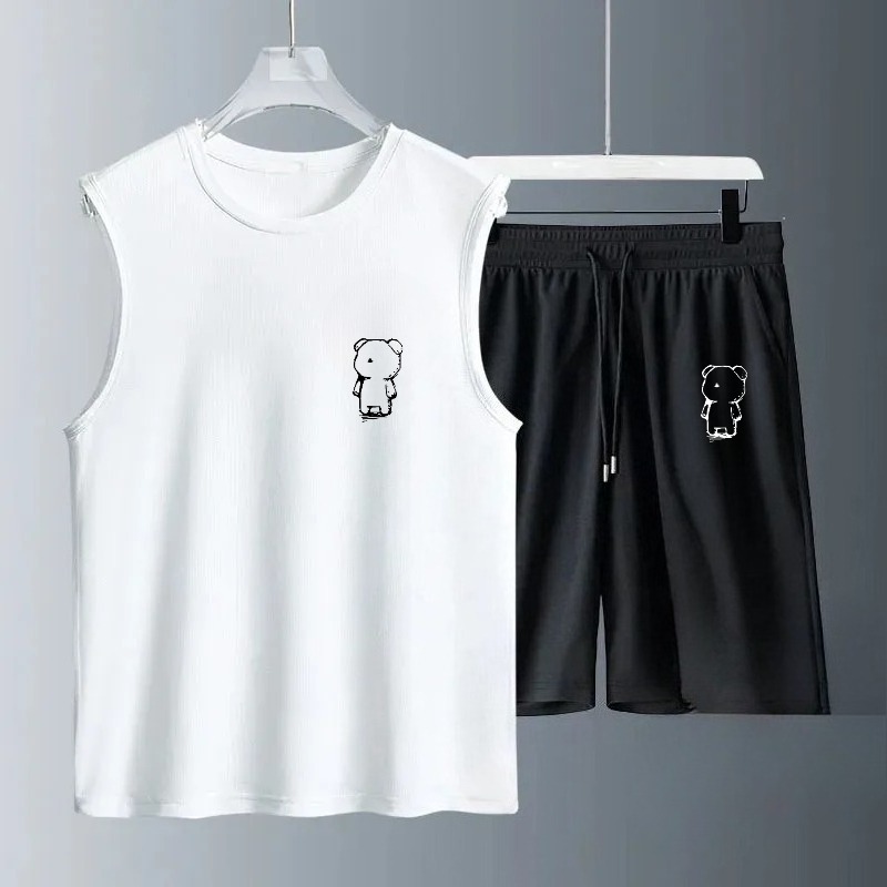 Summer Clothing Mens - メンズタンクトップセット 2026年夏 速乾性スポーツウェア 通気性のあるランニングウェア オーバーサイズ ビーチスポーツ