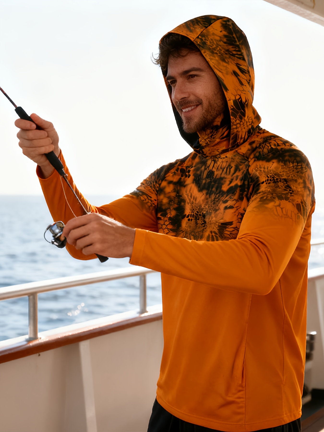 Summer Clothing Mens - 2026年新モデル UVカット長袖フード付きフィッシングシャツ - UVカットフィッシングマスク付き衣類