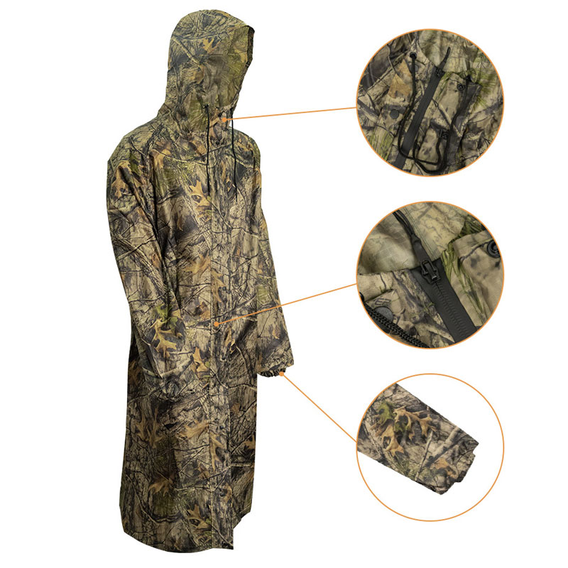 男性と女性のためのカモフラージュロングレインコート、迷彩防水 - Summer Rain Clothing のレビューと価格
