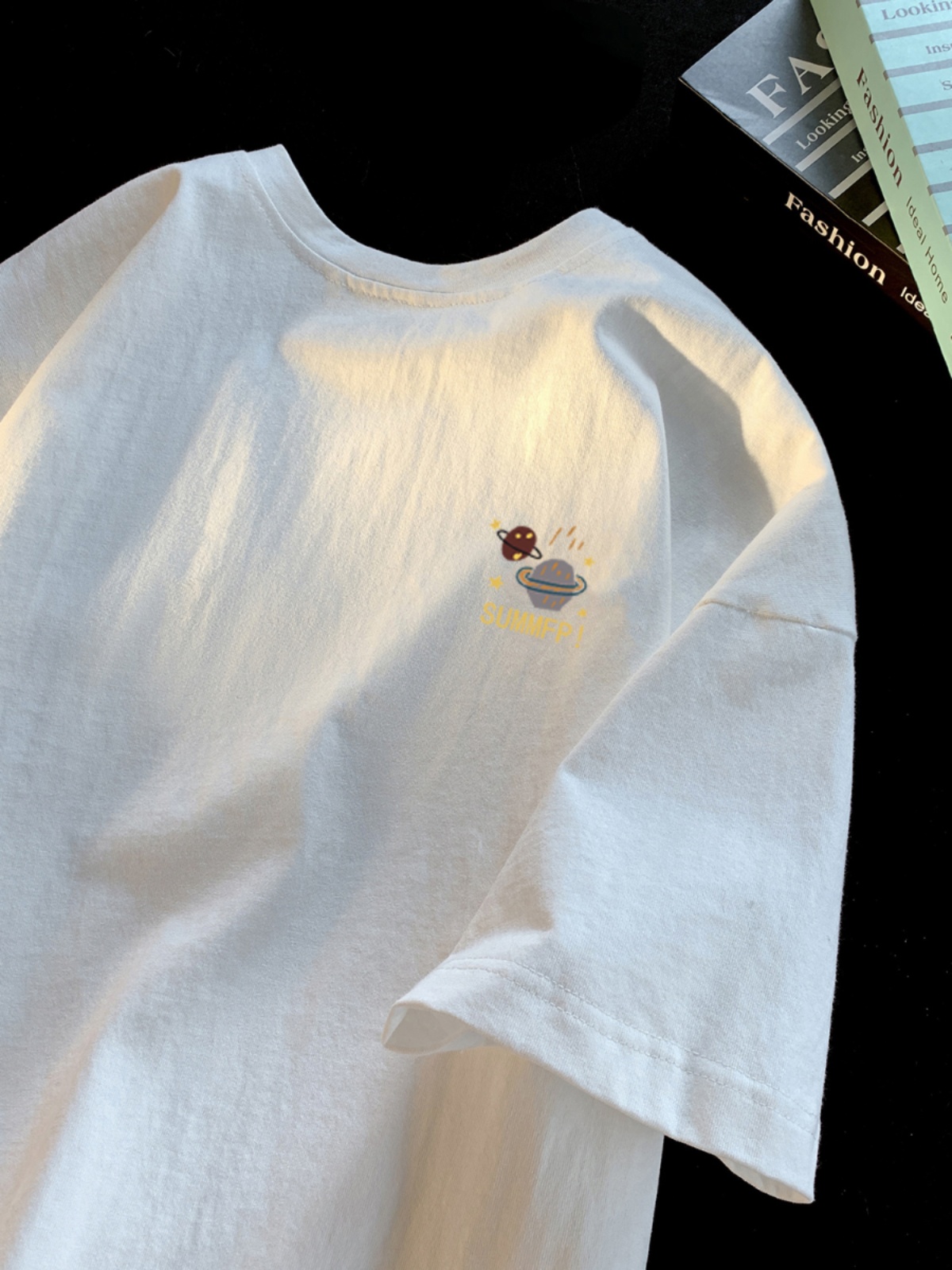多用途ピュアコットン半袖Tシャツユニセックスレトロサマーファ - Summer Clothing Label のレビューと価格