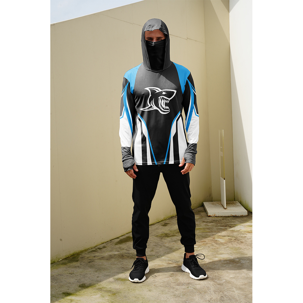 釣り用シャツ メンズ 日焼け防止 フード付きマスク 一体型  - Summer Clothing Mens のレビューと価格