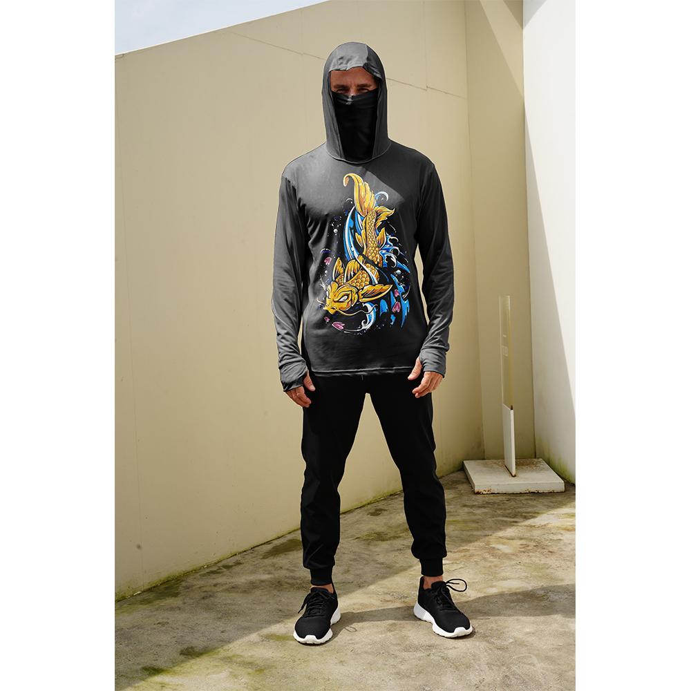 釣り用シャツ メンズ 日焼け防止 フード付きマスク 一体型  - Summer Clothing Mens のレビューと価格
