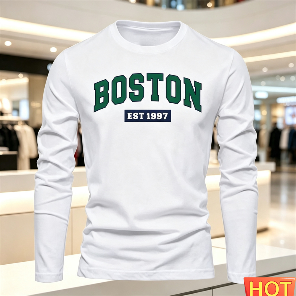秋夏メンズ長袖 Tシャツレターパターンラウンドネック Tシャ - Summer Clothing Mens のレビューと価格