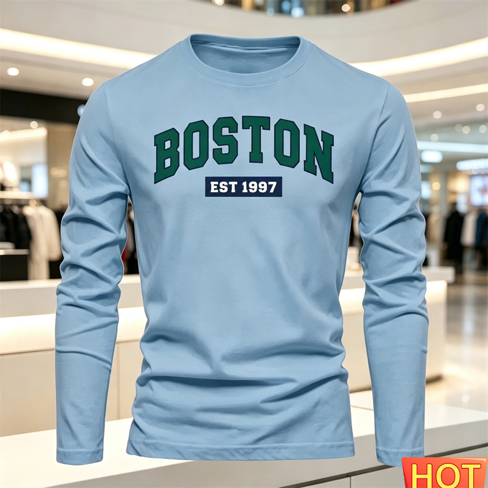秋夏メンズ長袖 Tシャツレターパターンラウンドネック Tシャ - Summer Clothing Mens のレビューと価格
