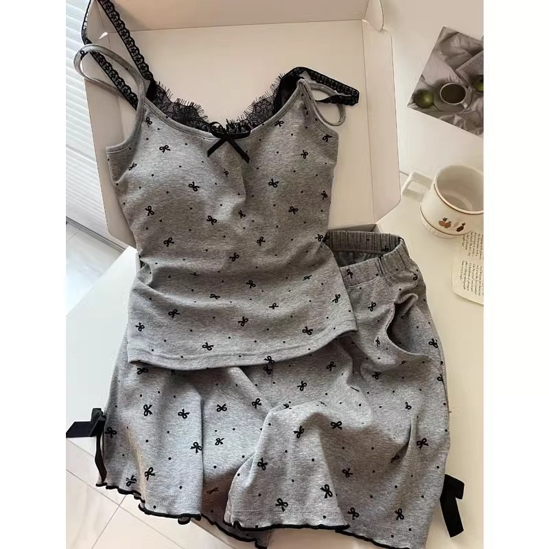 女性の夏の売れ筋サスペンダーパジャマホームスーツセット水玉模 - Summer House Clothing のレビューと価格