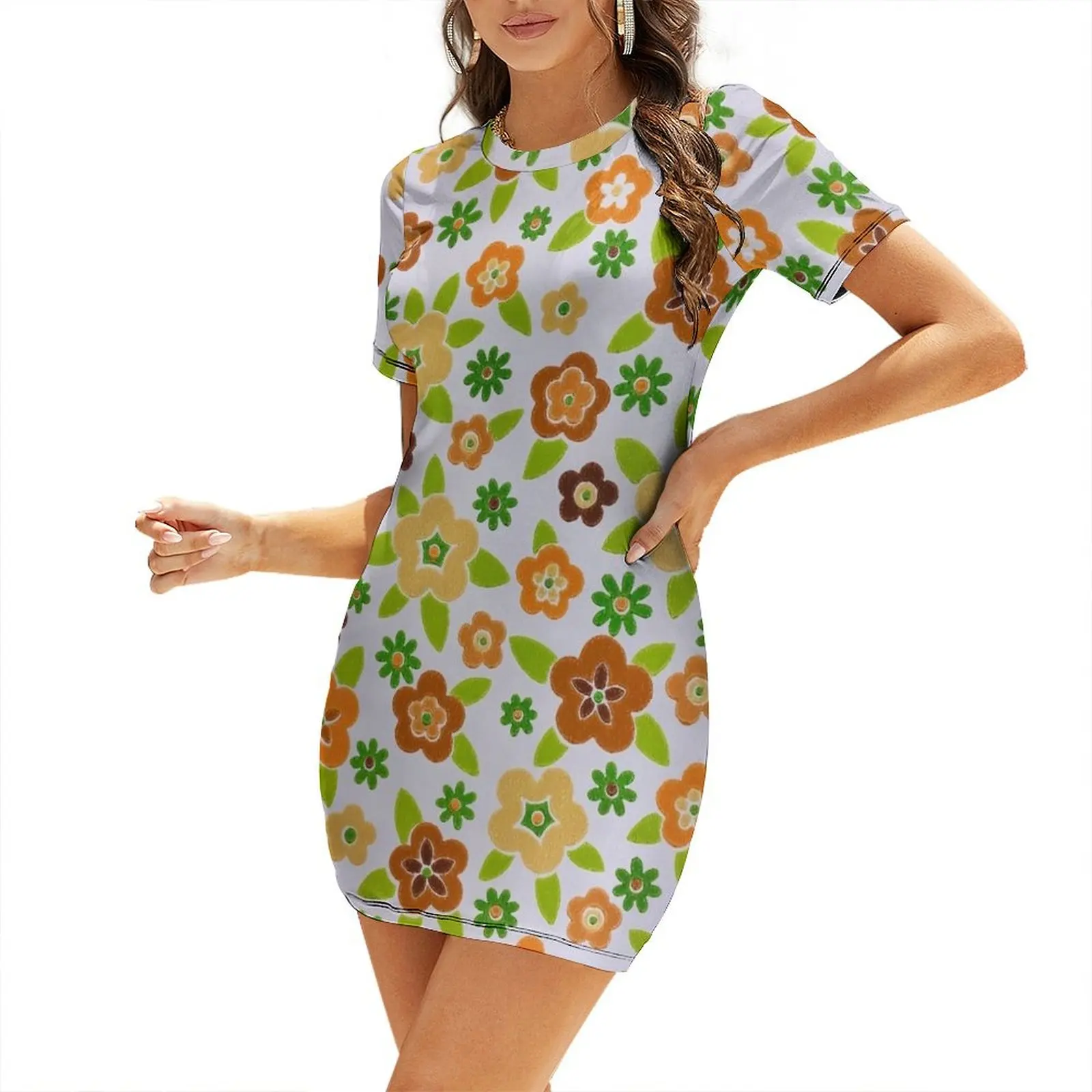 60年代プリント花柄半袖ワンピース レディース誕生日ドレス  - Summer Clothing Online のレビューと価格