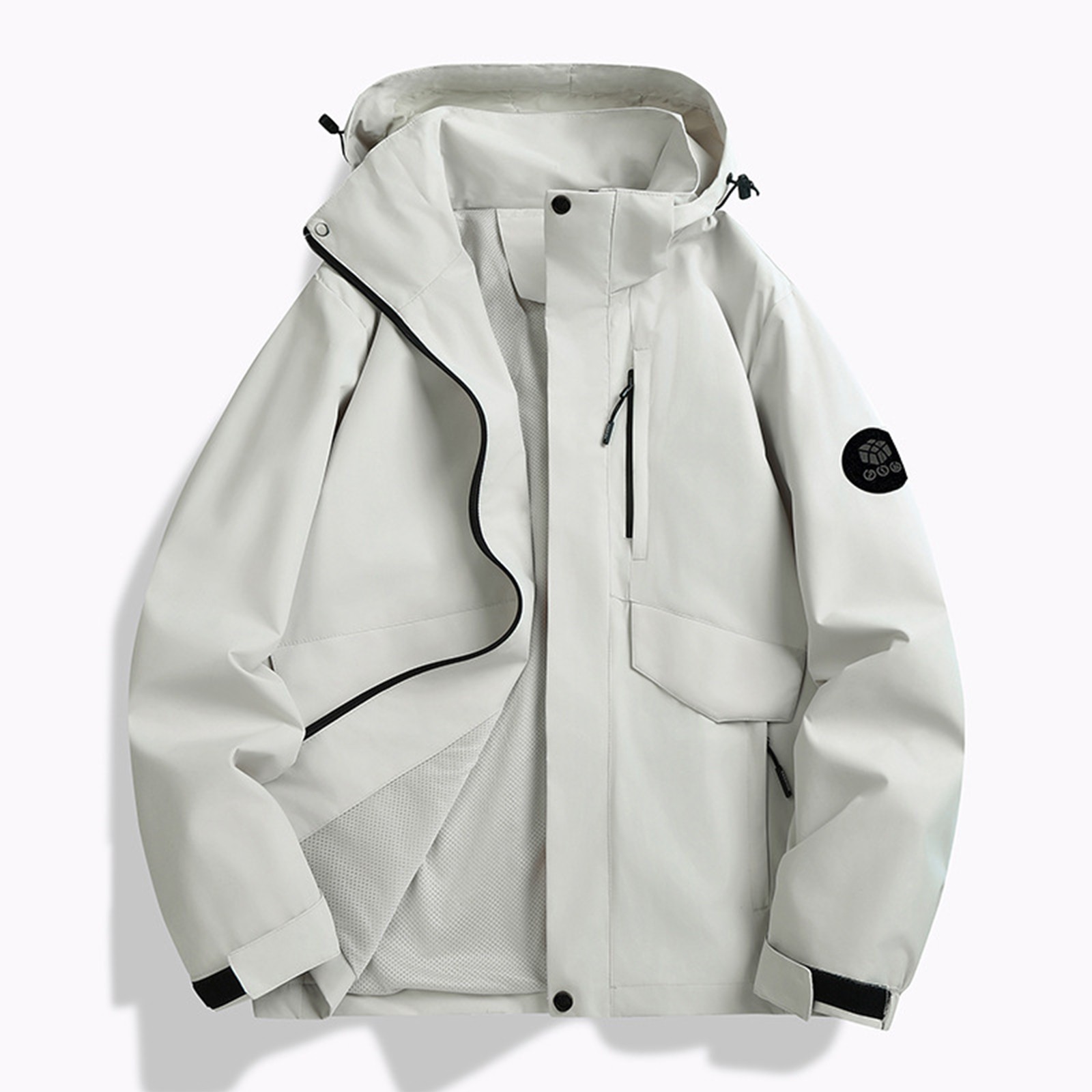 秋の女性の軽量ハイキングジャケット無地ルーズフード付きウイン - Summer Rain Clothing のレビューと価格