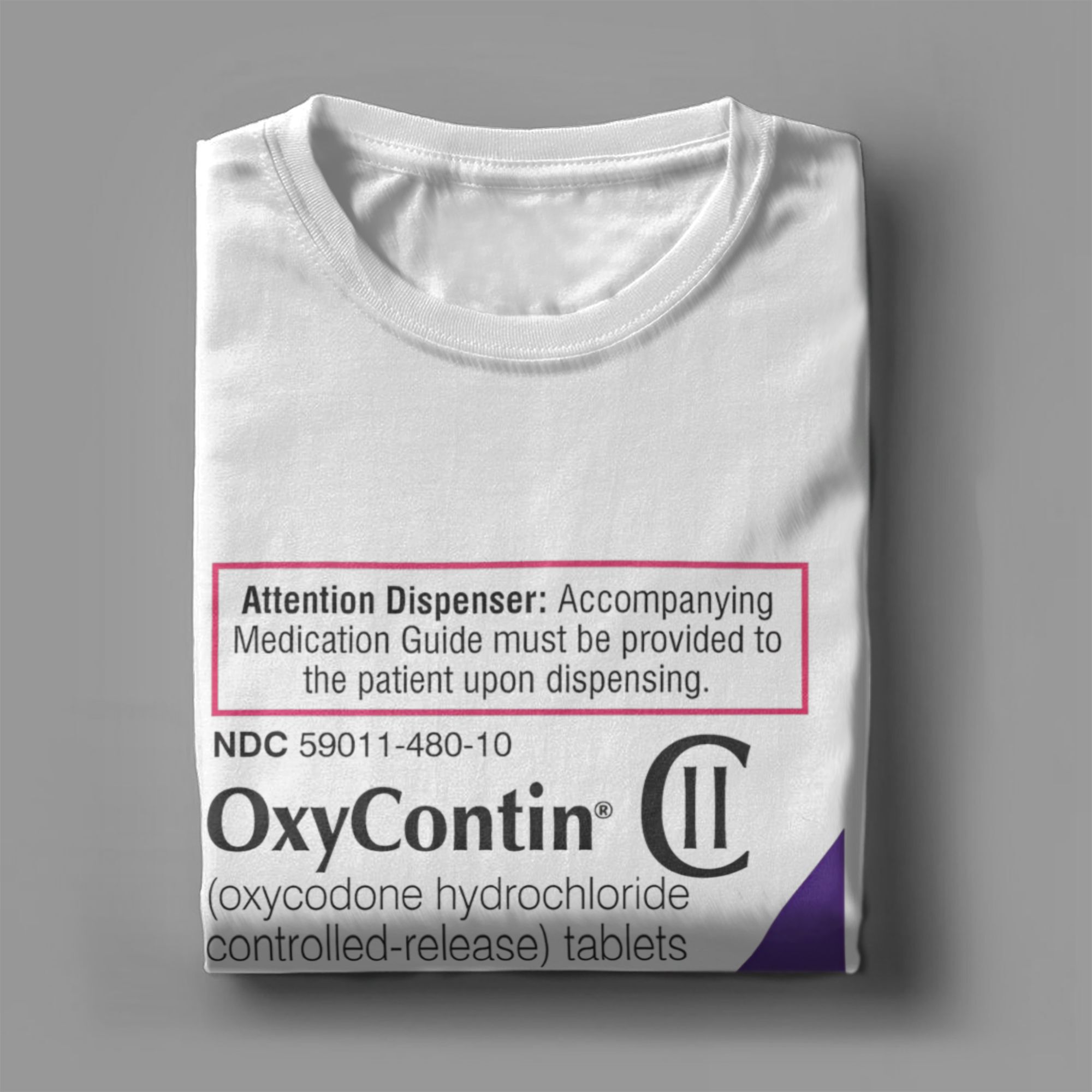 オキシコントン 80mg ラベルメンズ Tシャツおかしい T - Summer Clothing Label のレビューと価格