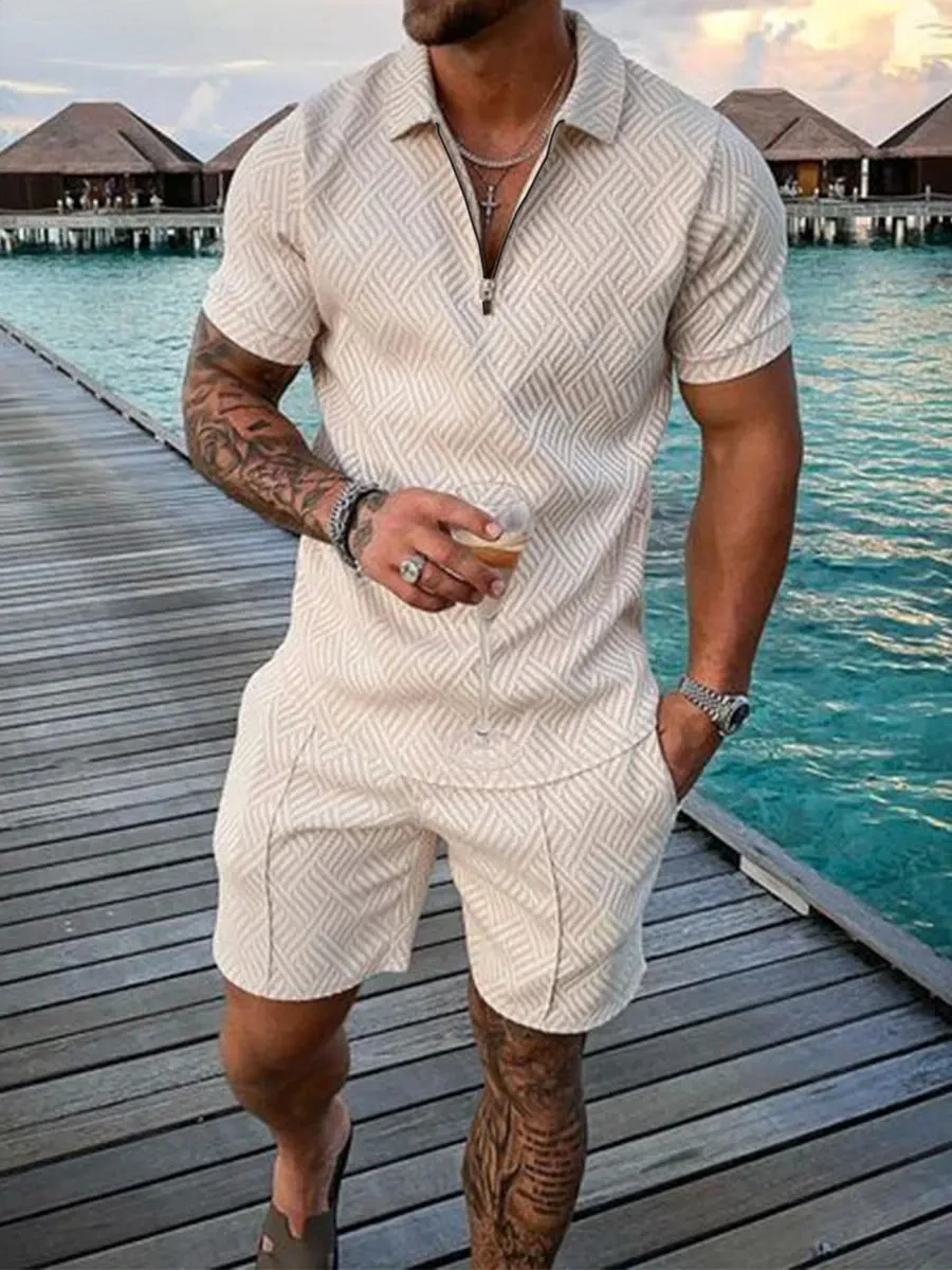 2026年新作夏メンズスーツトレンド3Dプリントジッパーポロ - Summer Clothing Trends For Men 2026 のレビューと価格