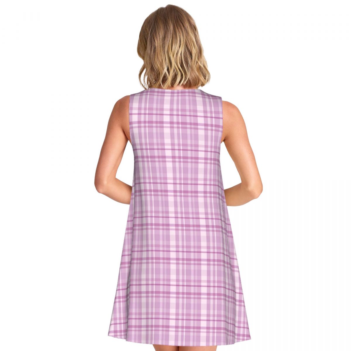 パープルのチェック柄カジュアルドレス ピンクのラインプリント - Summer Clothing Ideas For Women のレビューと価格