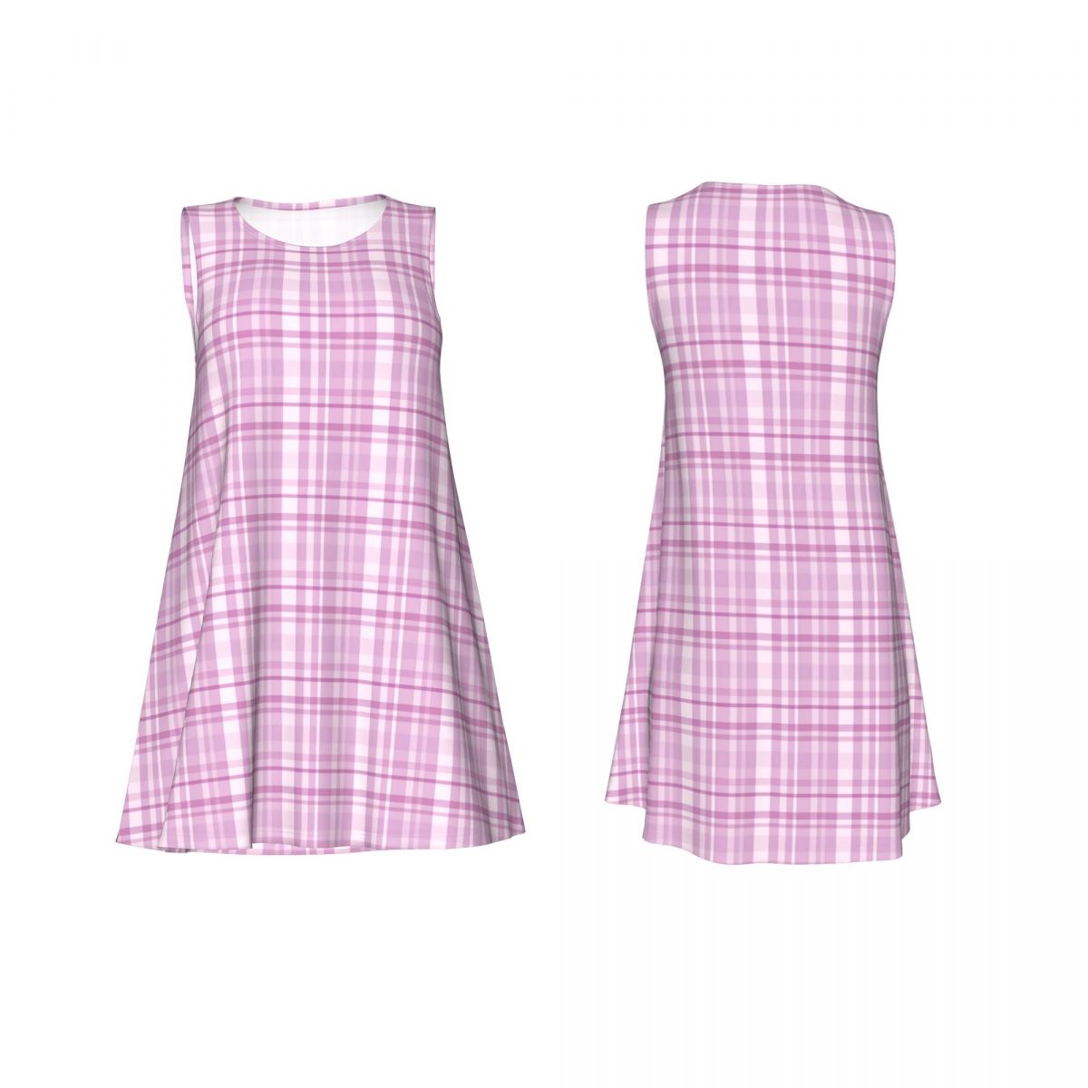 パープルのチェック柄カジュアルドレス ピンクのラインプリント - Summer Clothing Ideas For Women のレビューと価格