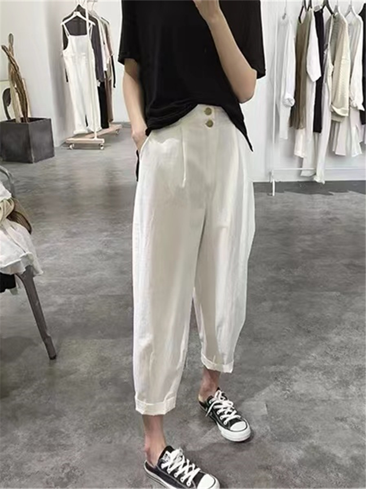 ハイウエストスリムカジュアルハーランパンツ婦人服ナインポイン - Summer Clothing Label のレビューと価格