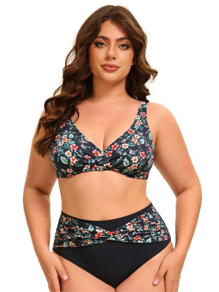 プラスサイズ ハイウエスト ビキニ レディース プッシュアッ - Bikini Set Push Up のレビューと価格