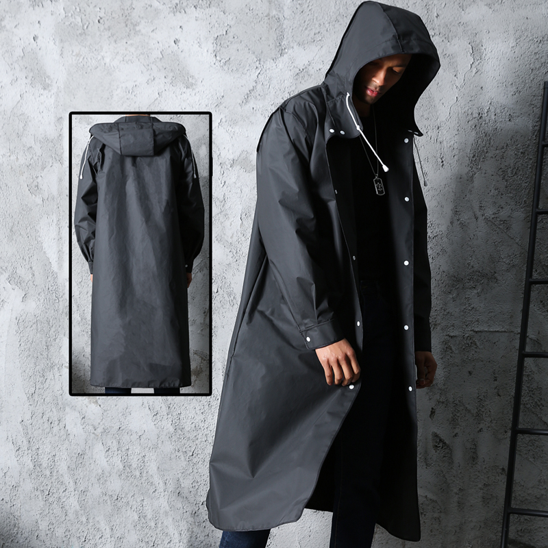 黒のファッション大人の防水ロングレインコート女性男性レインコ - Summer Rain Clothing のレビューと価格