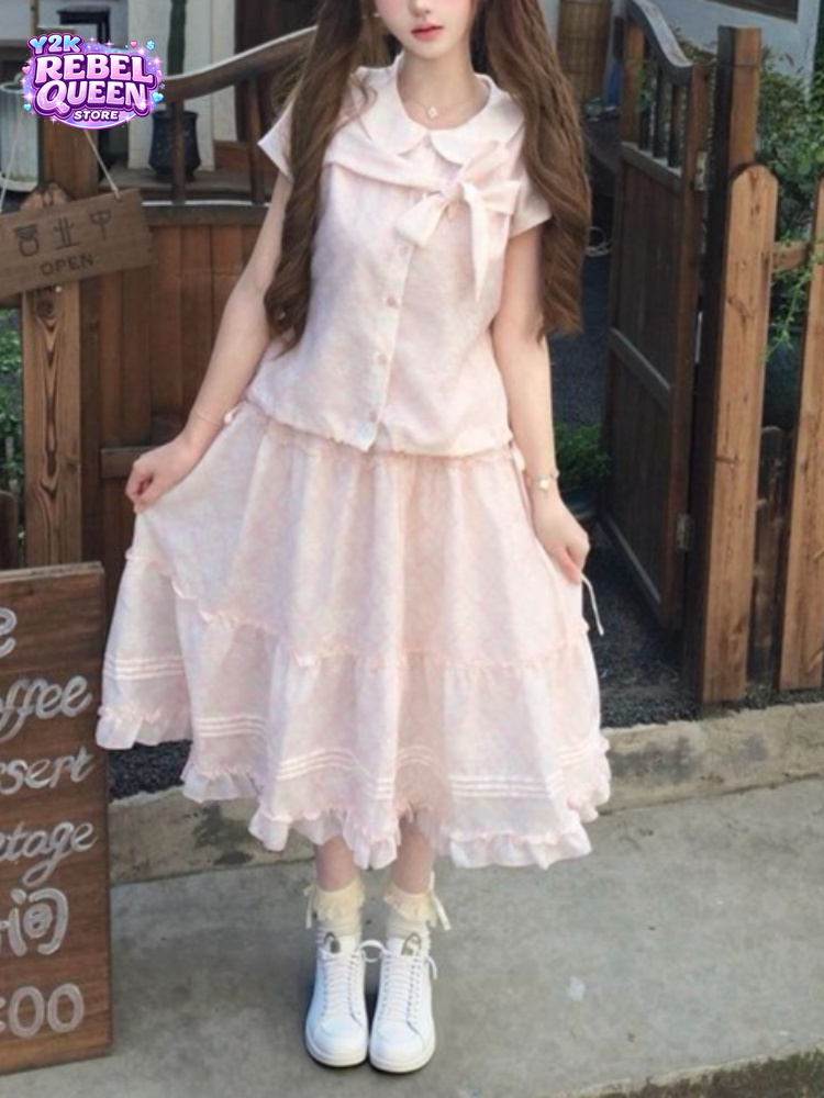 日本のヴィンテージ風スイートボウピーターパンカラートップス＋ - Summer Clothing Model のレビューと価格
