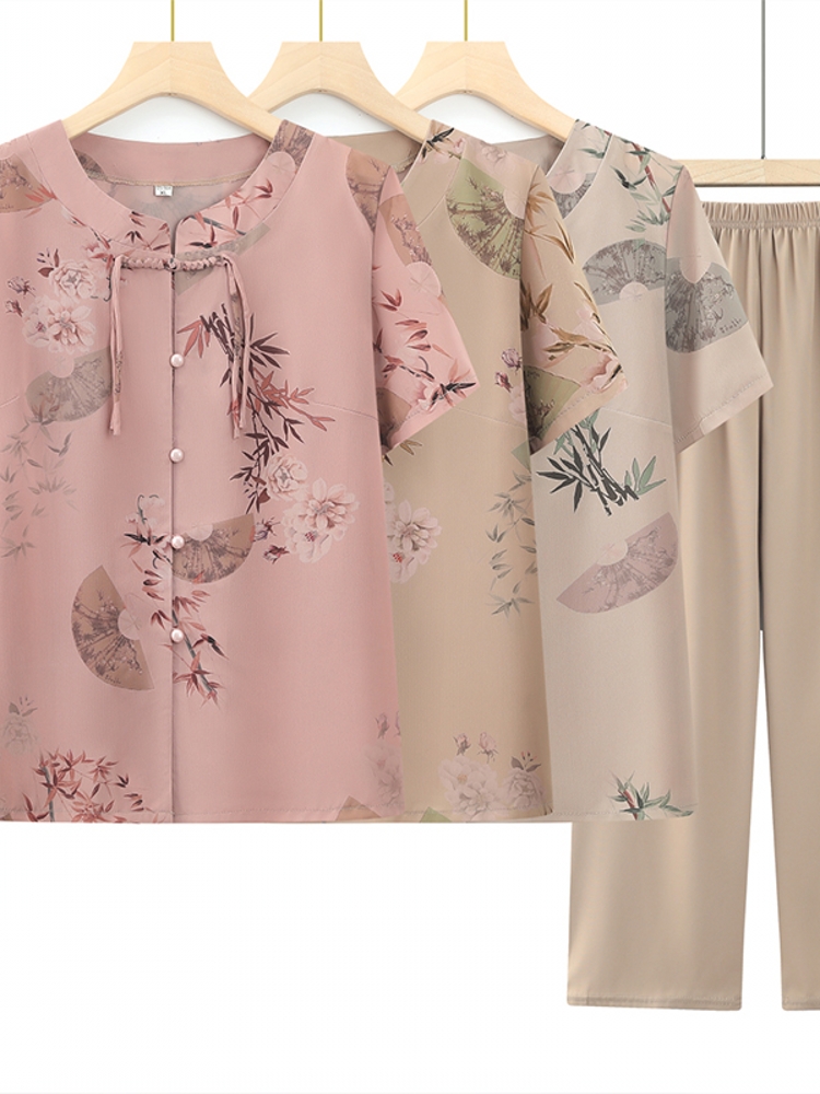 おしゃれな半袖ツーピースセット 中高年女性向け 夏服 ママス - Summer Clothing For Women Over 60 のレビューと価格